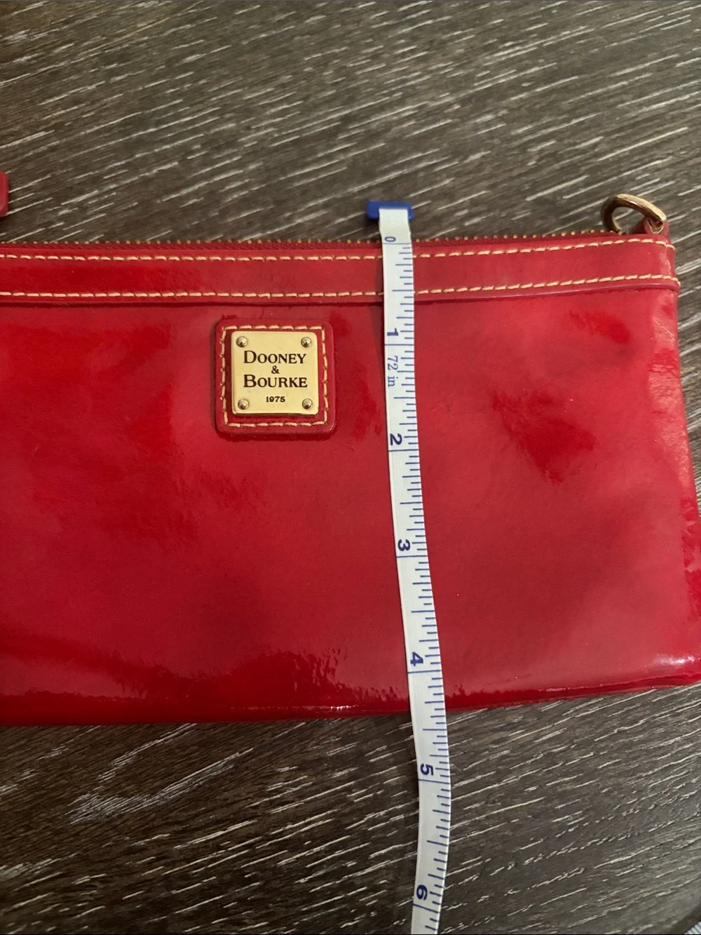 Dooney & Bourke Slim Wristlet Top Zip Patent Leather Cherry Red